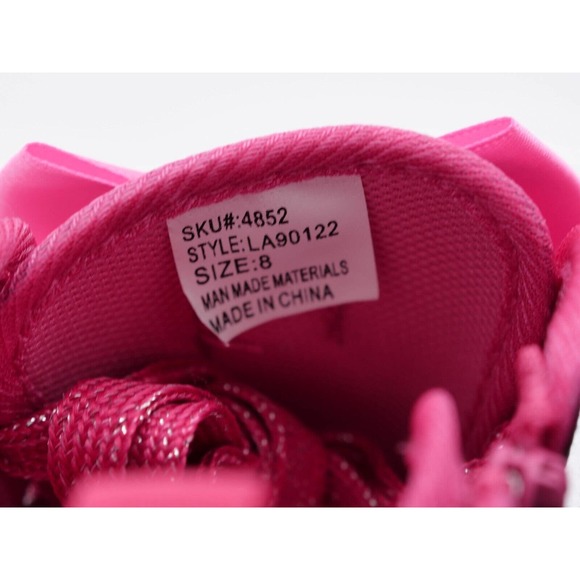 Laura Ashley Girls Size 8 Sneakers Fuschia Navy Stars & Bow Side Zip Casual Shoe - Picture 9 of 10